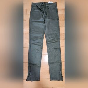 STRADIVARIUS Green waxed Zippered Pants In Size 4